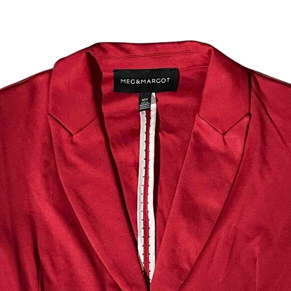 Meg & Margot Women's Peak Lapel One-Button Single-Breasted Blazer Red Size M - Picture 6 of 8
